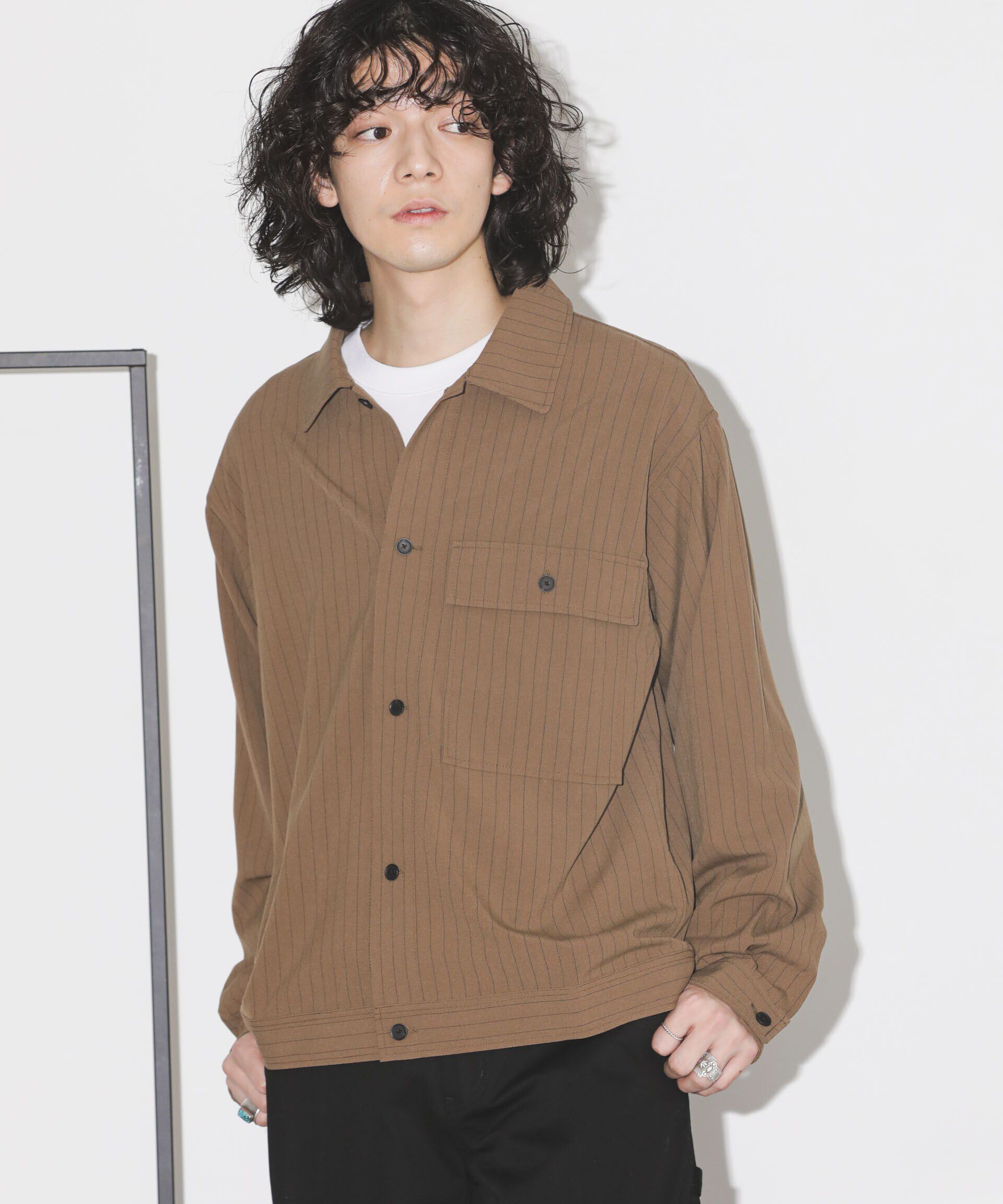 nano･universe「シルキーストライプジャージーブルゾン」|ブルゾン・スタジャン|