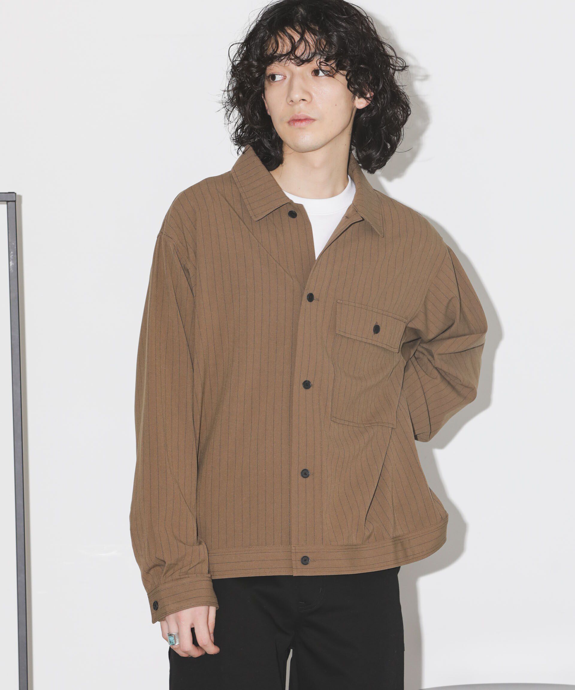 nano･universe「シルキーストライプジャージーブルゾン」|ブルゾン・スタジャン|