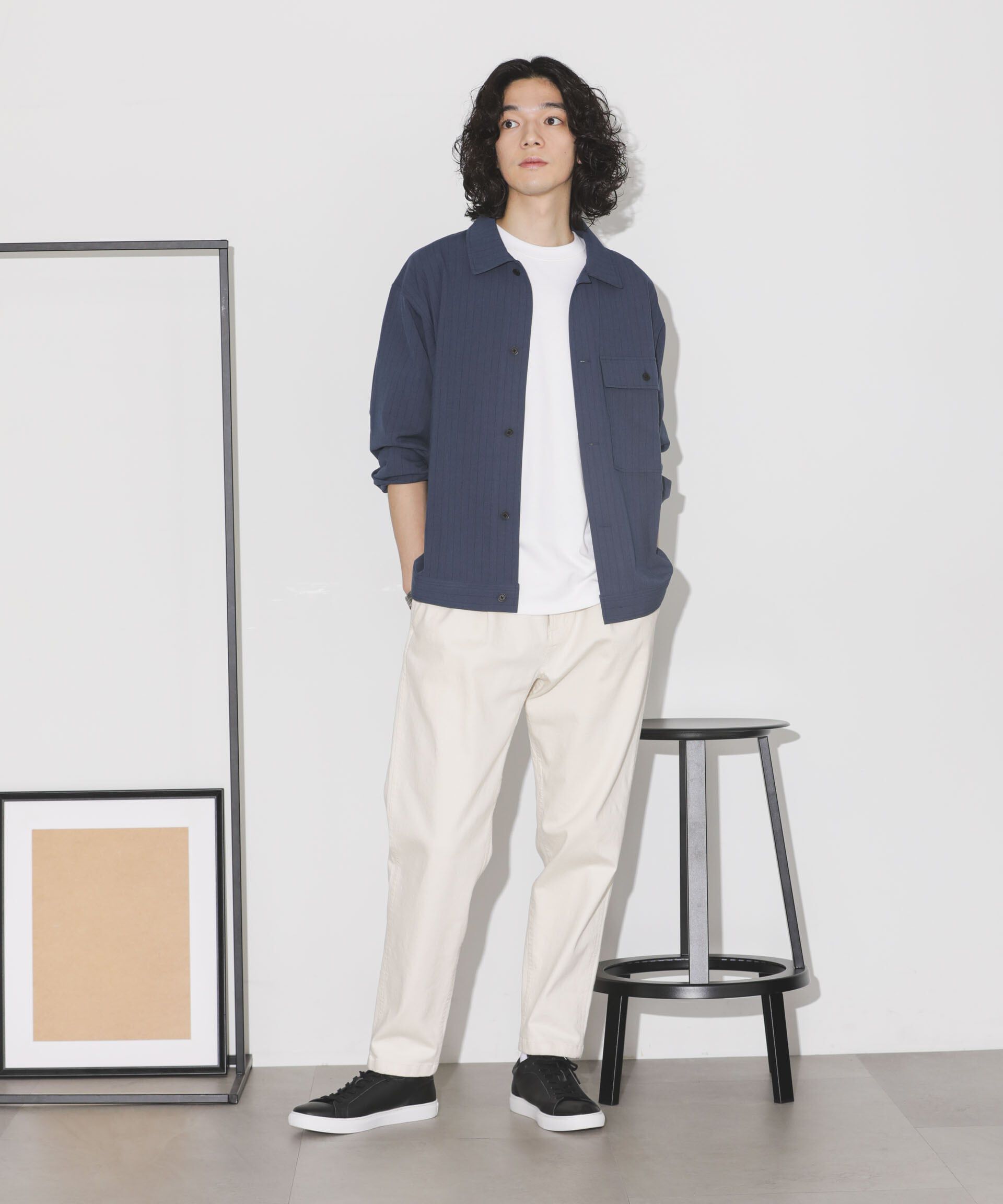 nano･universe「シルキーストライプジャージーブルゾン」|ブルゾン・スタジャン|