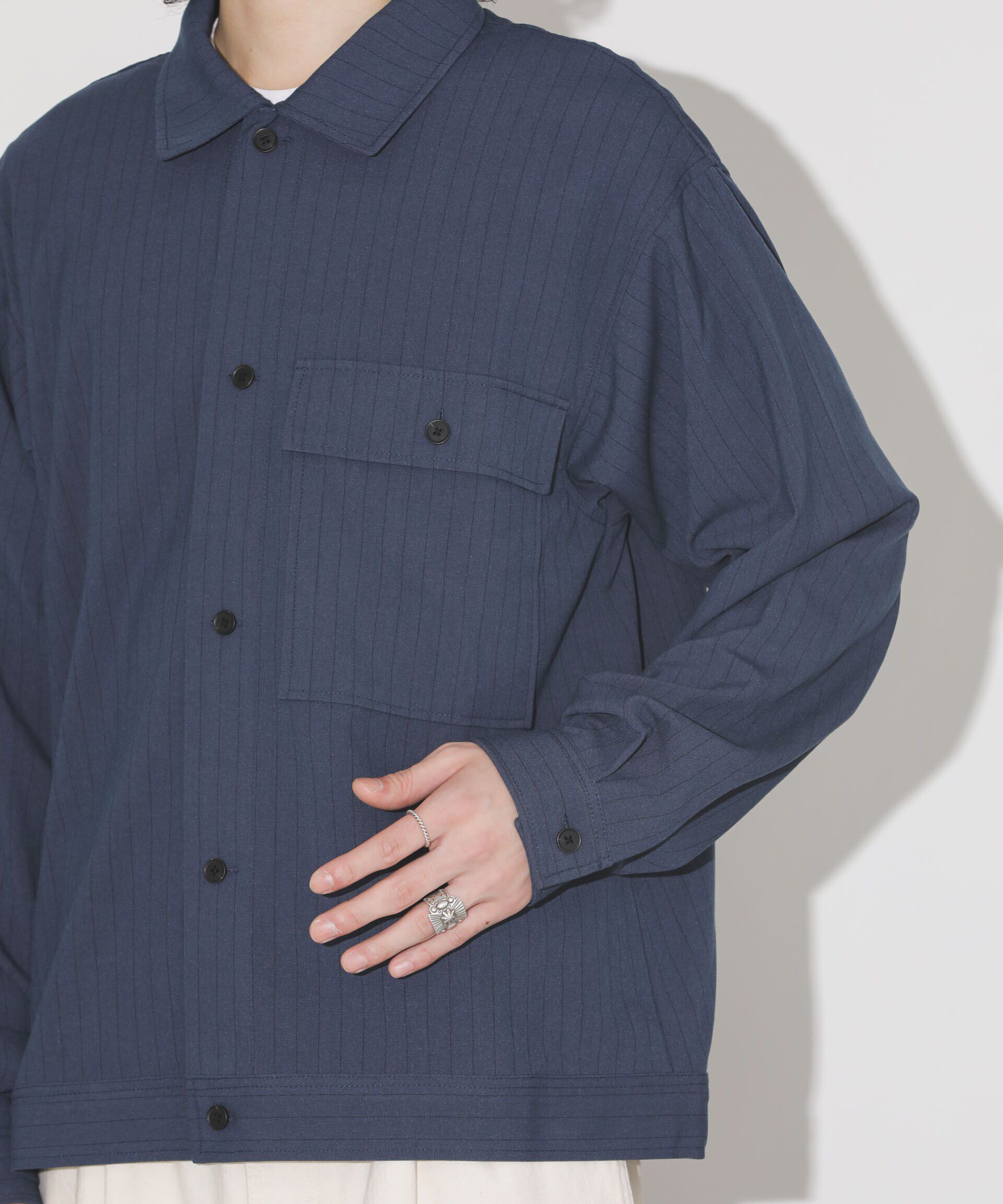 nano･universe「シルキーストライプジャージーブルゾン」|ブルゾン・スタジャン|