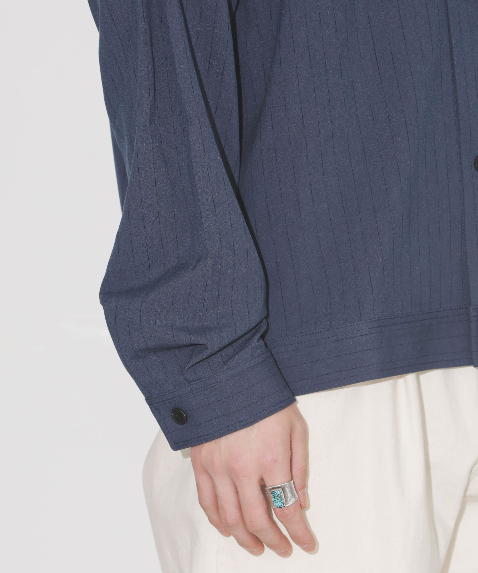 nano･universe「シルキーストライプジャージーブルゾン」|ブルゾン・スタジャン|