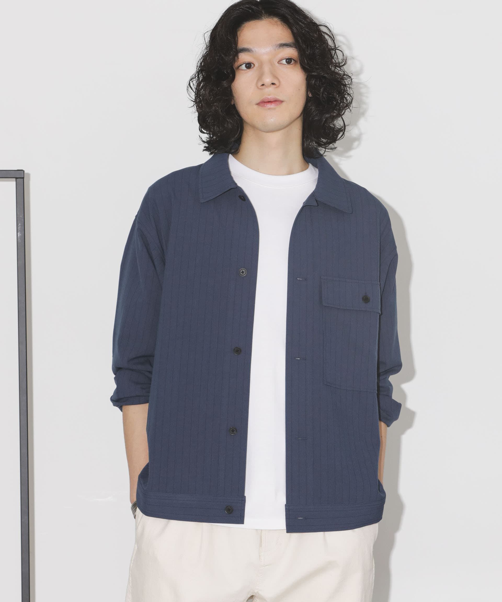 nano･universe「シルキーストライプジャージーブルゾン」|ブルゾン・スタジャン|