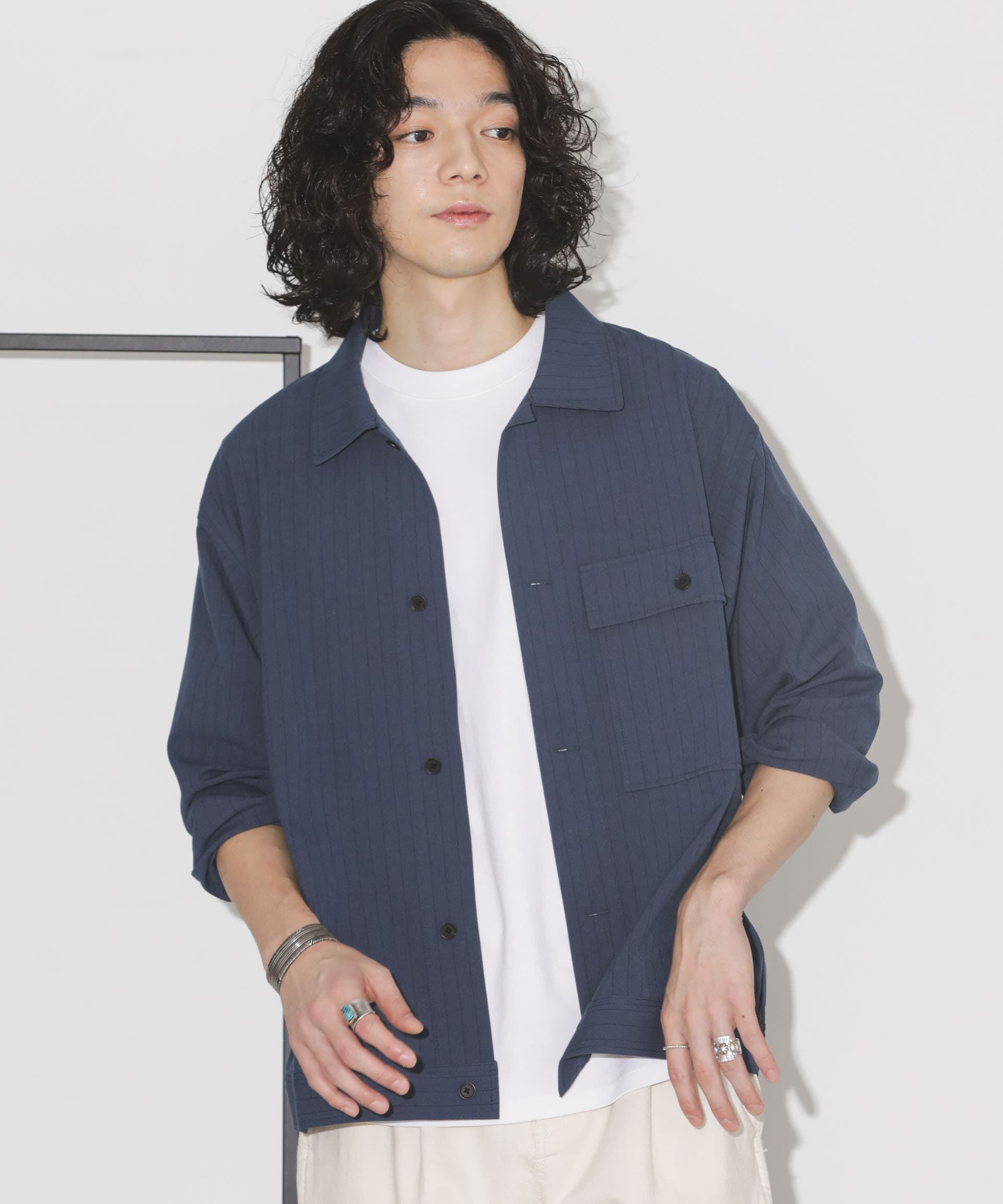 nano･universe「シルキーストライプジャージーブルゾン」|ブルゾン・スタジャン|