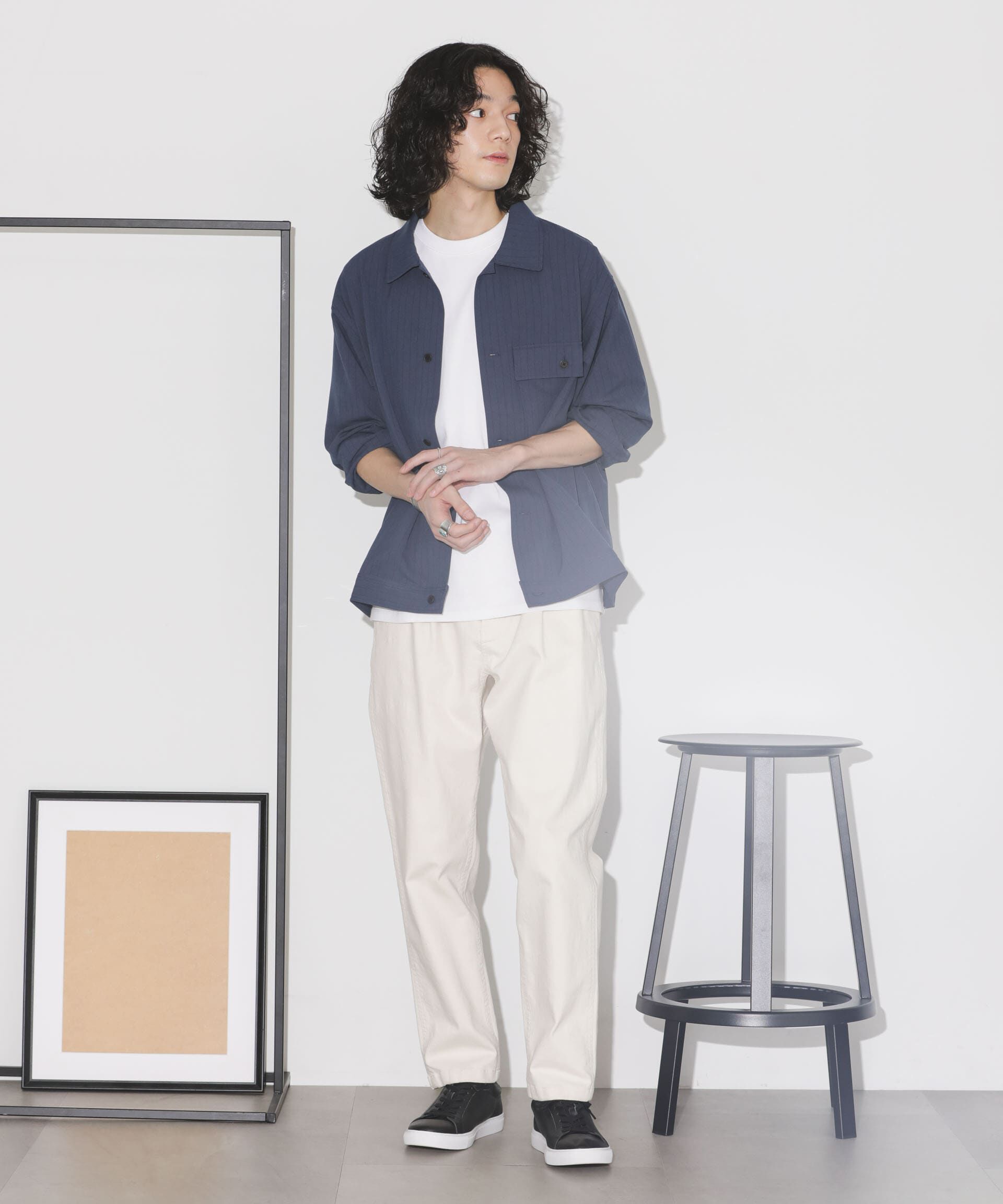 nano･universe「シルキーストライプジャージーブルゾン」|ブルゾン・スタジャン|