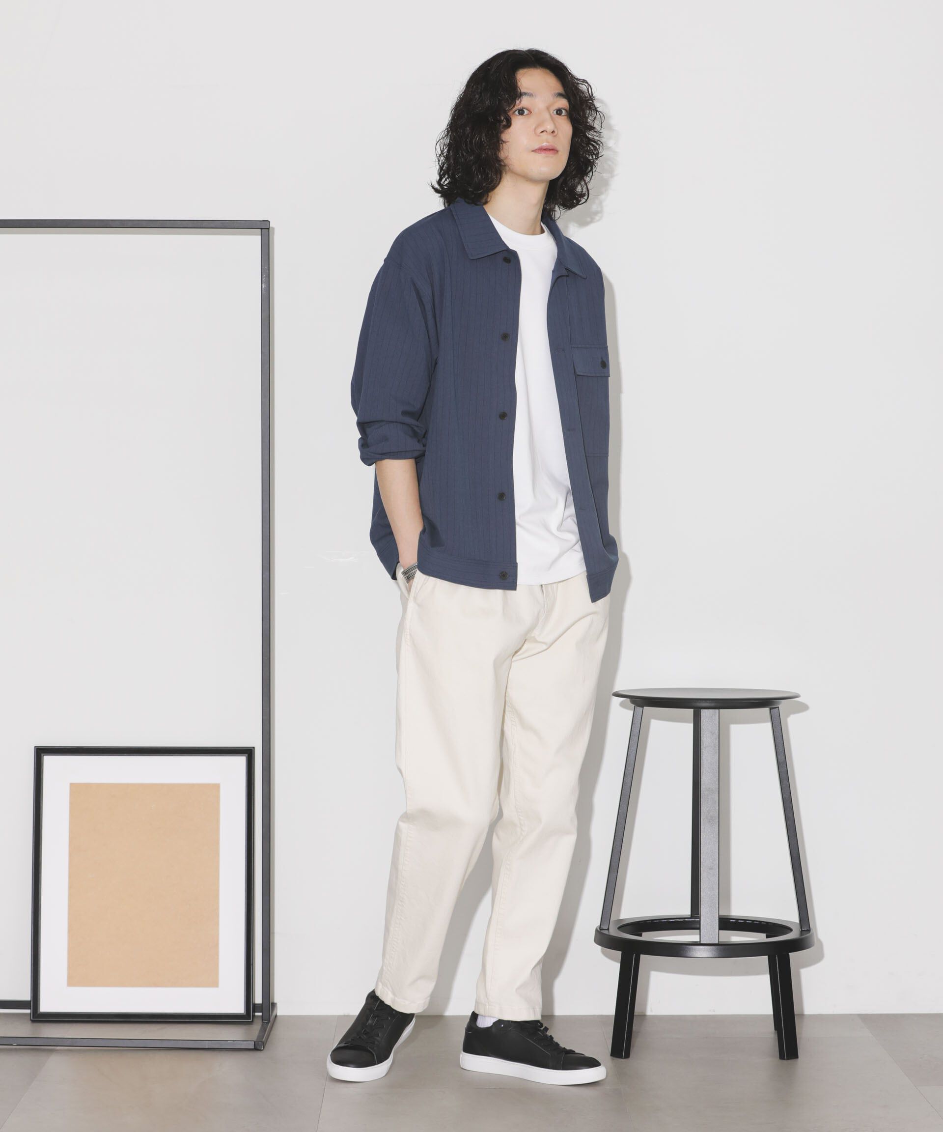 nano･universe「シルキーストライプジャージーブルゾン」|ブルゾン・スタジャン|