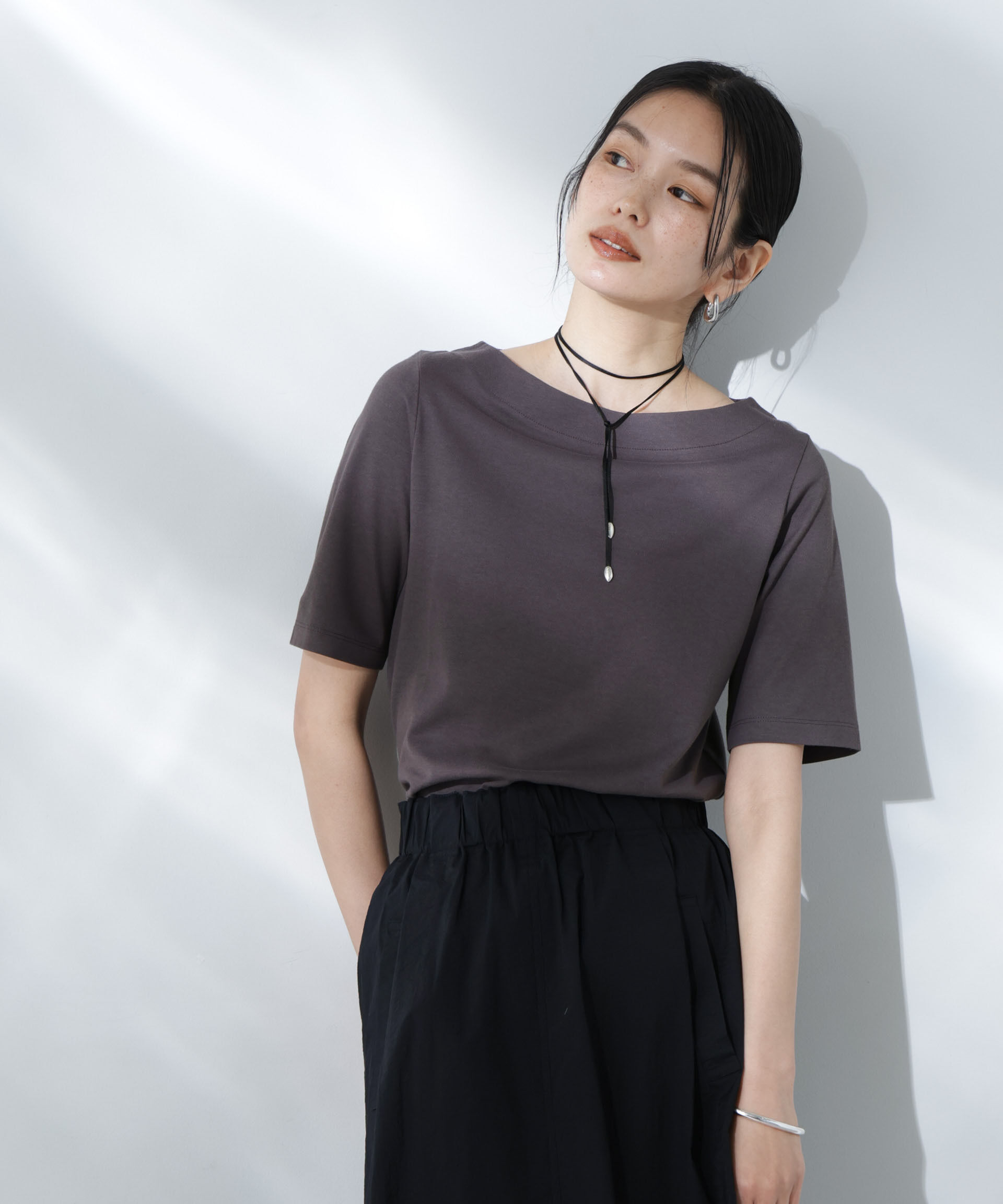 nano･universe「Anti Soaked(R) 汗染み防止ボートネックTシャツ」|Tシャツ・カットソー|