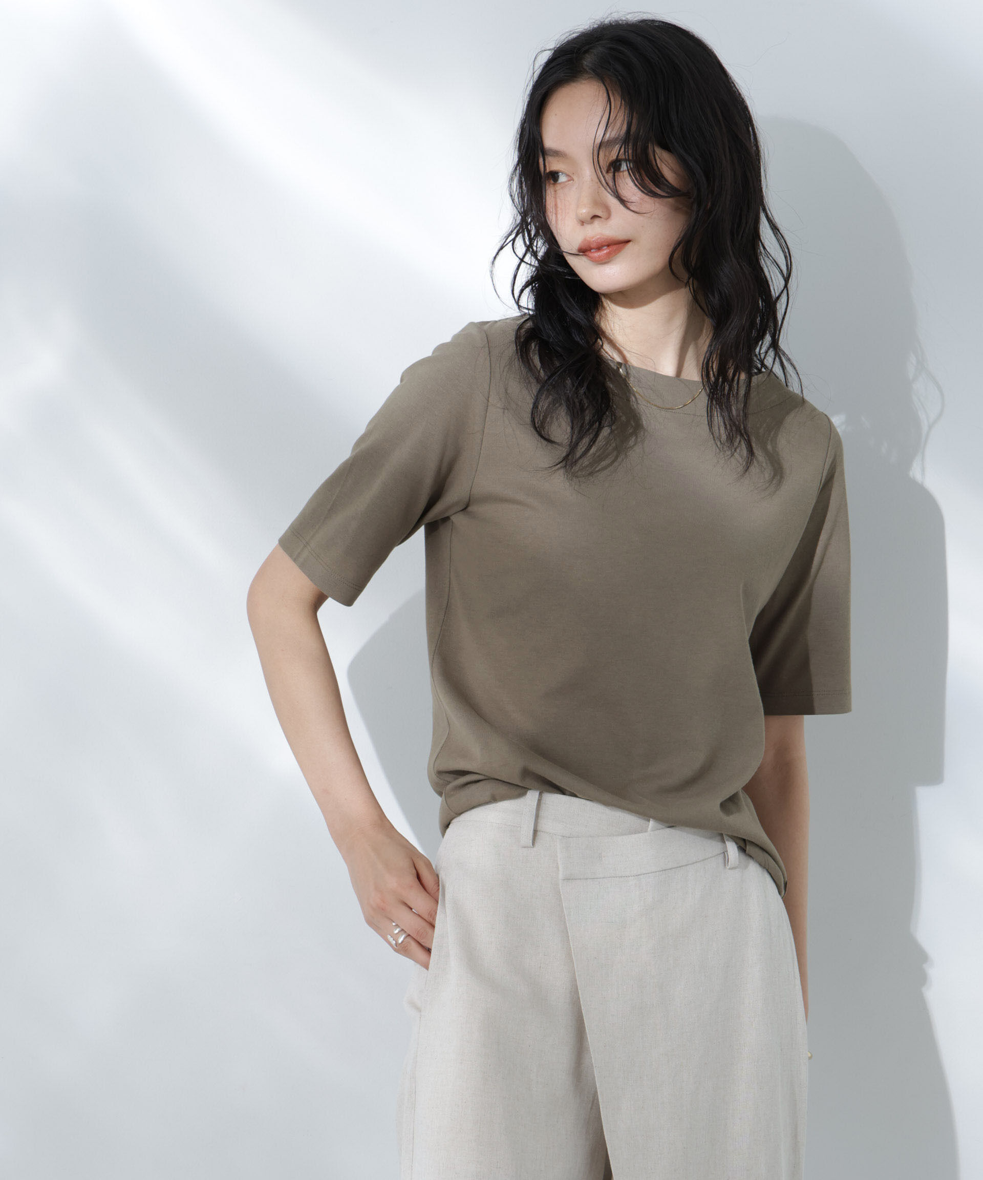 nano･universe「Anti Soaked(R) 汗染み防止ボートネックTシャツ」|Tシャツ・カットソー|