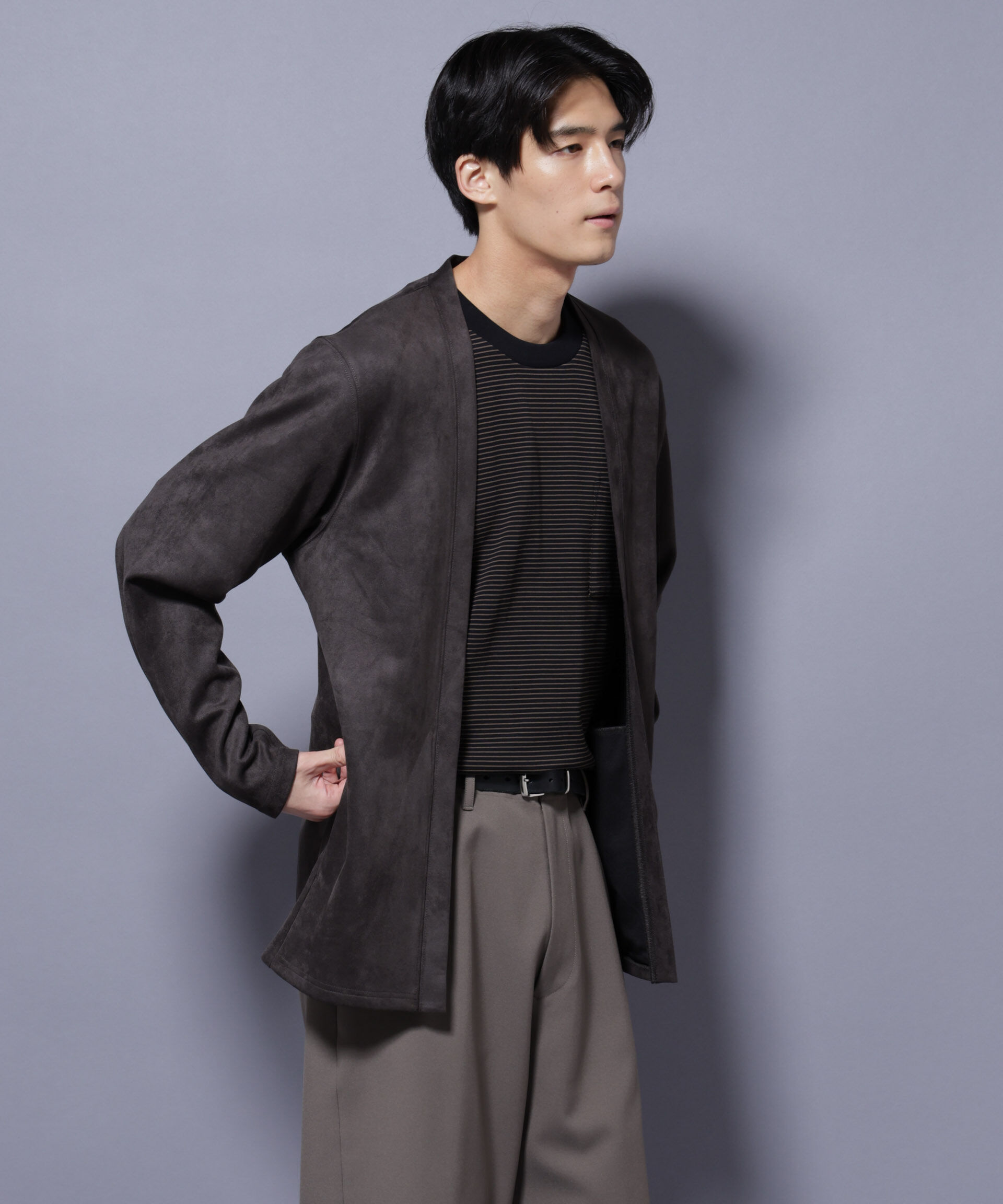 nano･universe「フェイクスエードトッパーカーディガン」|Tシャツ・カットソー|