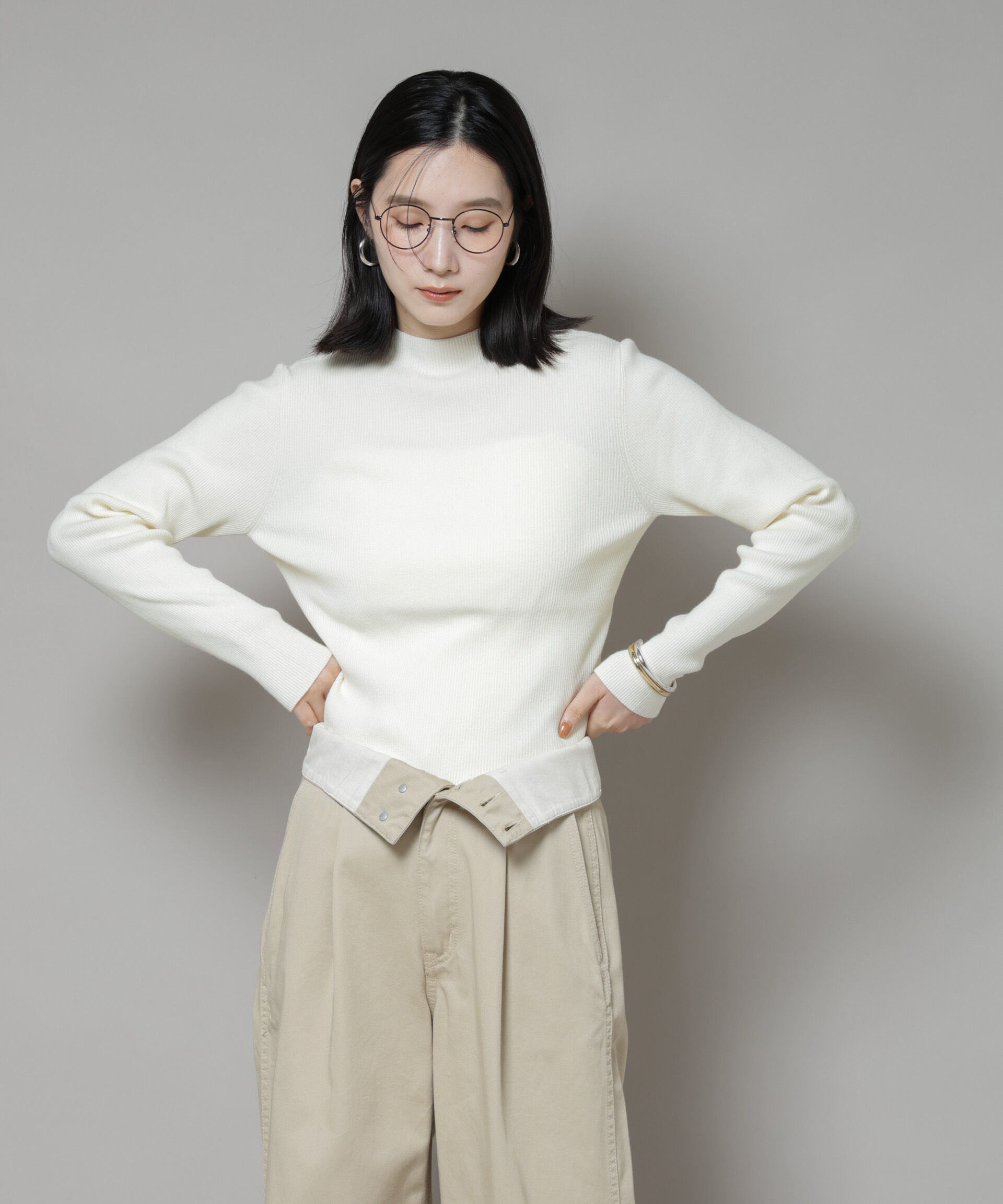 nano･universe「ハイネックリブニットトップス」|ニット・セーター|