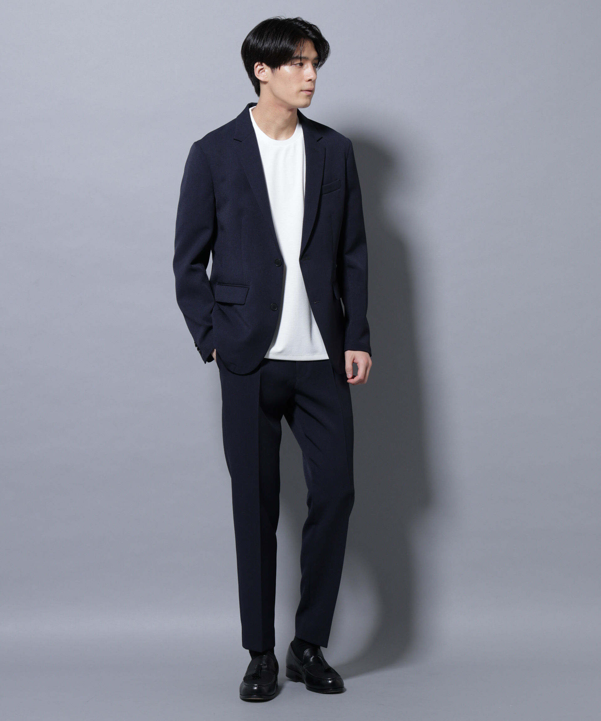 nano･universe「｢Damerino｣ReflaxR ダブルクロスウェザーセットアップ」|スーツ|ネイビー