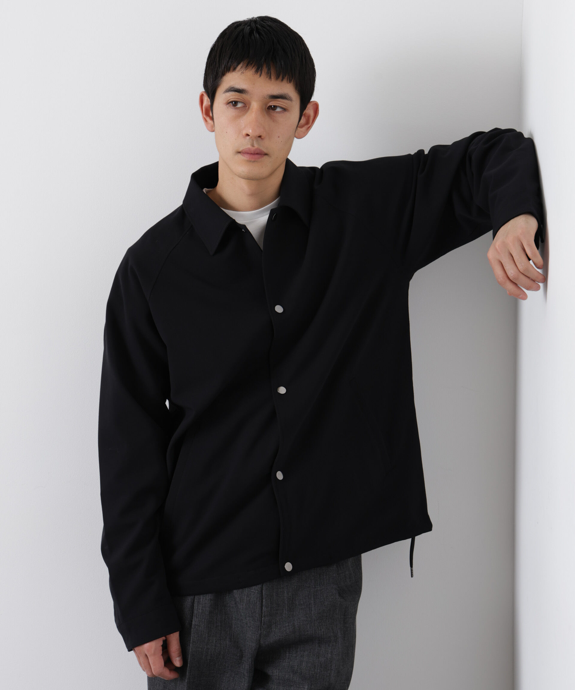 nano･universe「イタリアンドットリラックスコーチジャケット」|ブルゾン・スタジャン|ブラック