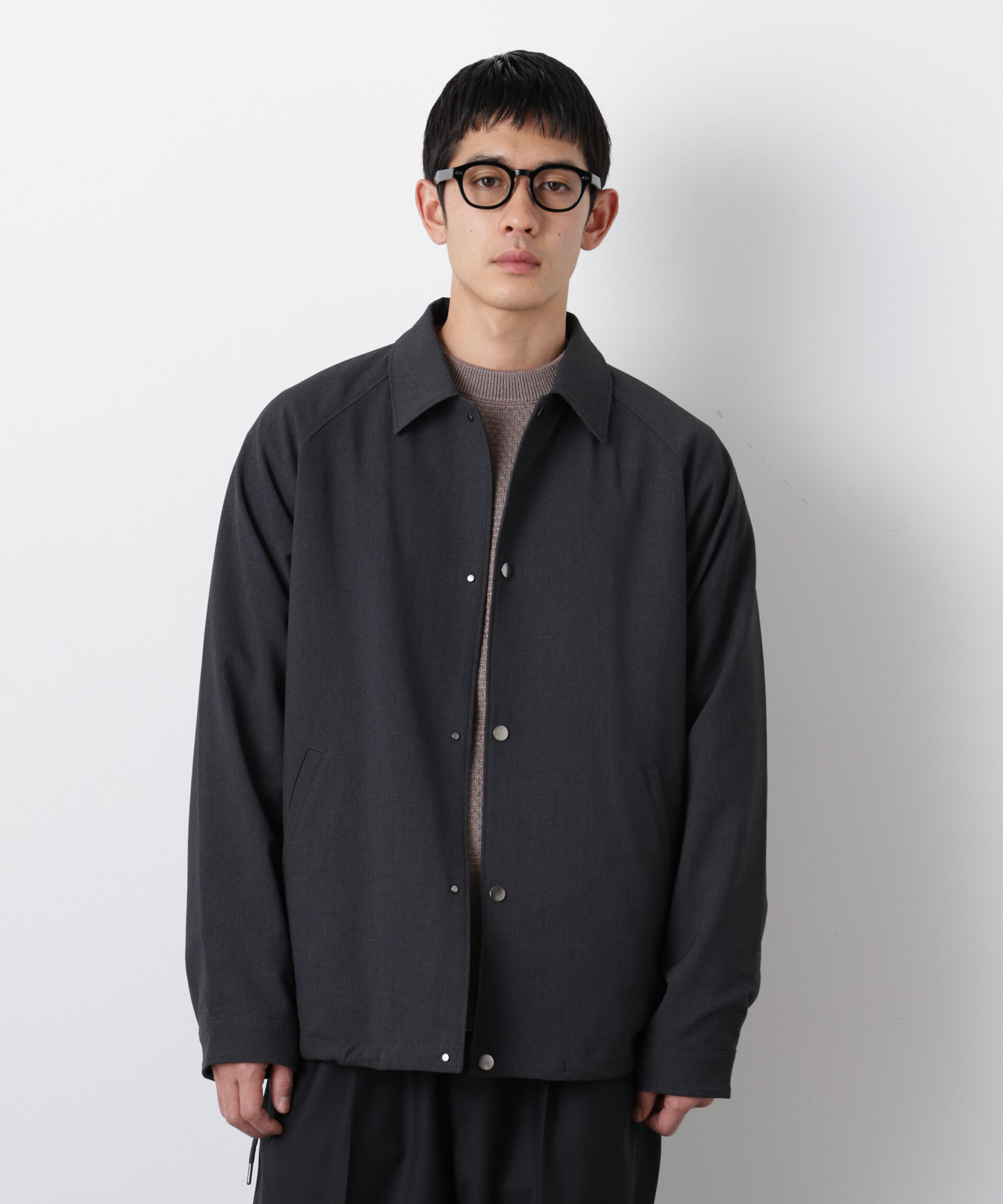 nano･universe「イタリアンドットリラックスコーチジャケット」|ブルゾン・スタジャン|チャコール3