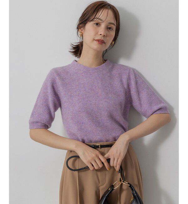 組曲「【加藤ローサさん着用 / 襟取り外し可】スパンコールヤーン 5分袖ニット」|ニット・セーター|