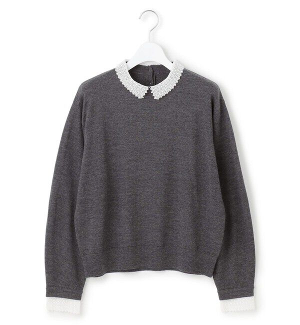 23区「【VERY・CLASSY.掲載/洗える】エンブロイダリー ジオメトリックレースコンビ ニット」|ニット・セーター|