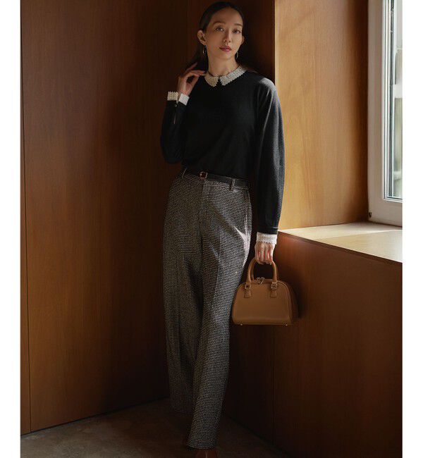 23区「【VERY・CLASSY.掲載/洗える】エンブロイダリー ジオメトリックレースコンビ ニット」|ニット・セーター|