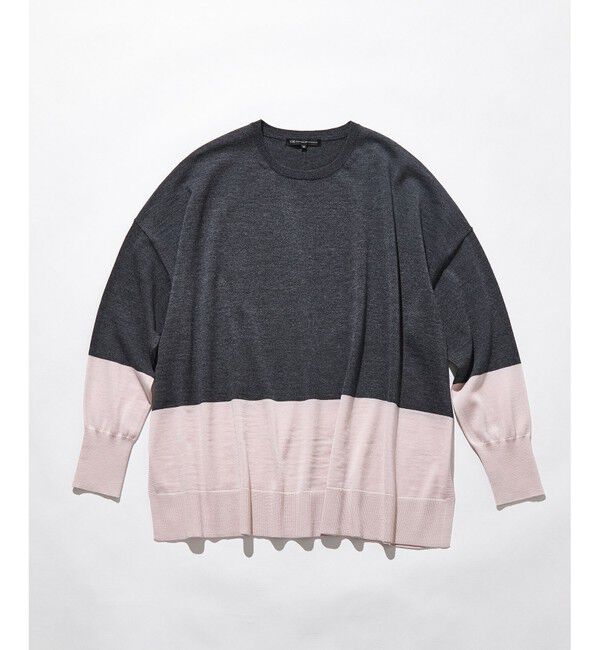 23区「【洗える】ウーステッドウール カラーブロック ニット」|ニット・セーター|