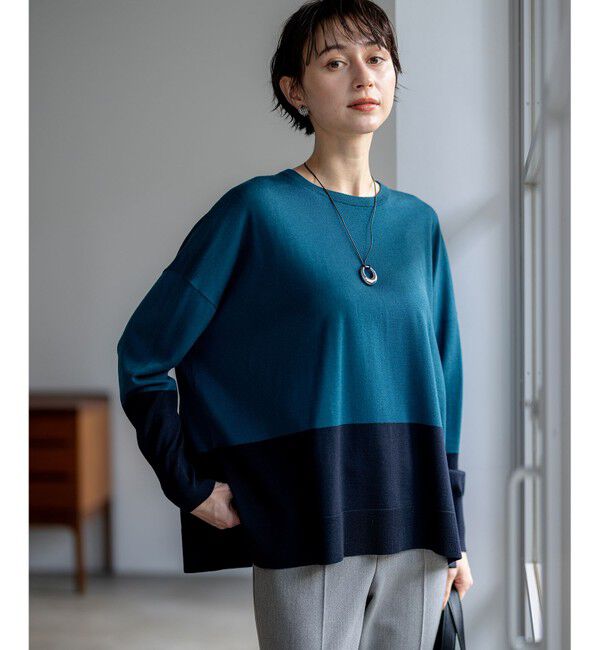 23区「【洗える】ウーステッドウール カラーブロック ニット」|ニット・セーター|ﾀｰｺｲｽﾞ&times;