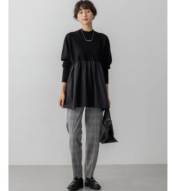 23区「【洗える】ギャザープルオーバー コンビ ニット」|ニット・セーター|