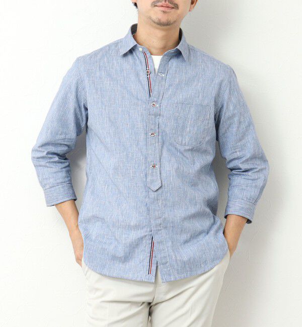 NOLLEY'S goodman「綿麻パラシュートボタン 7分袖シャツ 25SS」|シャツ・ブラウス|