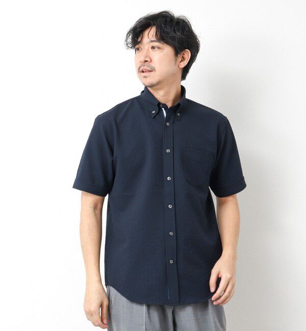 NOLLEY'S goodman「《ビジカジ対応》【EVALET】吸水速乾 2WAYストレッチ サッカーギンガムテープBD 25SS」|シャツ・ブラウス|