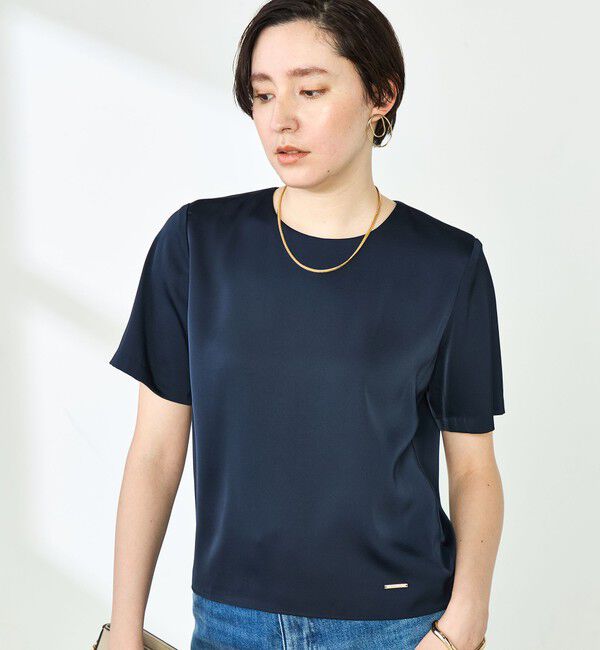 NOLLEY'S「オトナサテン半袖Tブラウス」|シャツ・ブラウス|