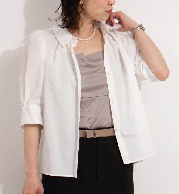 NOLLEY'S「パフスリーブ半袖シャツブラウス」|シャツ・ブラウス|ホワイト