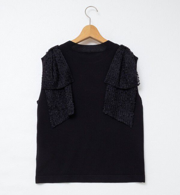 NOLLEY'S「《手洗い可能》肩シアーリボンノースリーブプルオーバーニット」|ニット・セーター|