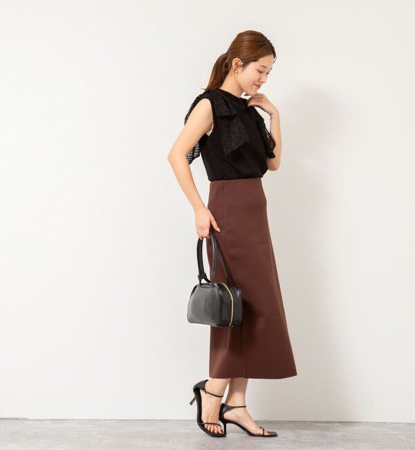 NOLLEY'S「《手洗い可能》肩シアーリボンノースリーブプルオーバーニット」|ニット・セーター|