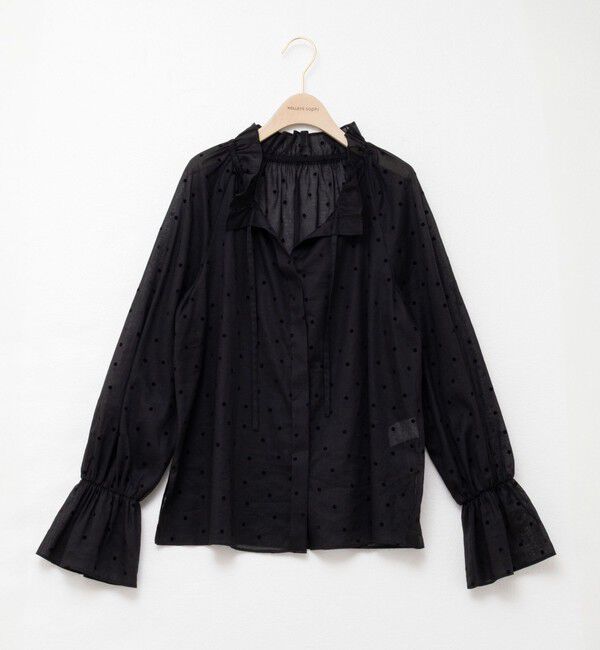 NOLLEY'S sophi「ドットフロッキーフリルネックブラウス」|シャツ・ブラウス|