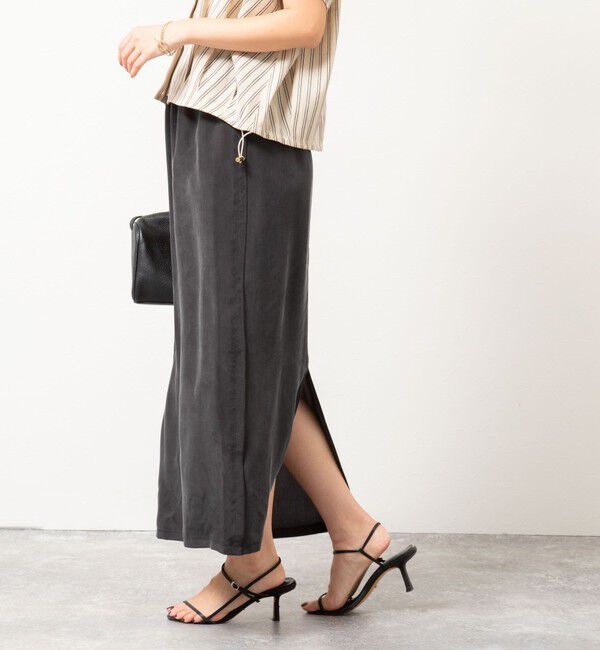 NOLLEY'S「《セットアップ対応》ウォッシャブルシルキーキュプライージースカート」|スカート|チャコールグレー