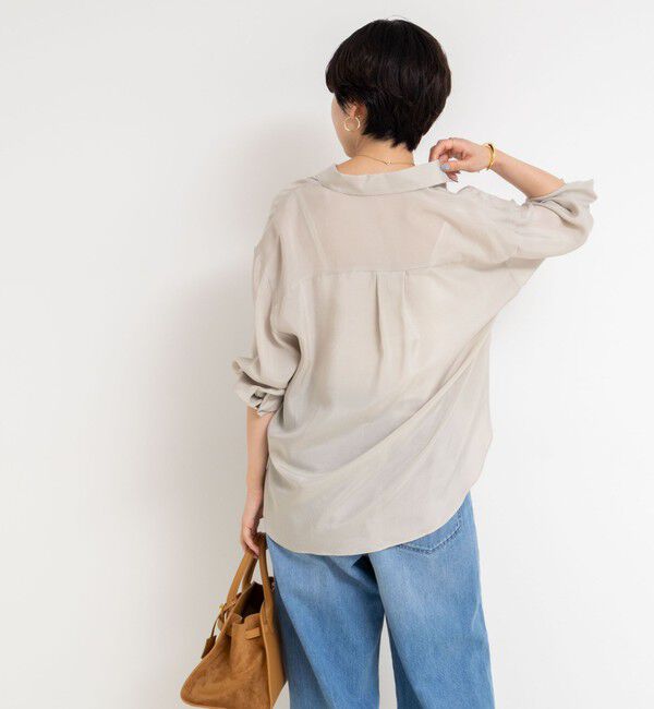 NOLLEY'S「《セットアップ対応》ウォッシャブルシルキーキュプラドレープシャツ」|シャツ・ブラウス|