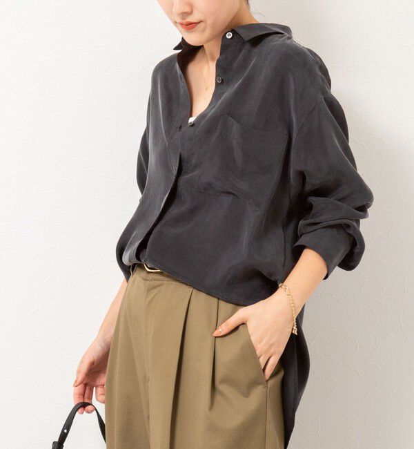 NOLLEY'S「《セットアップ対応》ウォッシャブルシルキーキュプラドレープシャツ」|シャツ・ブラウス|