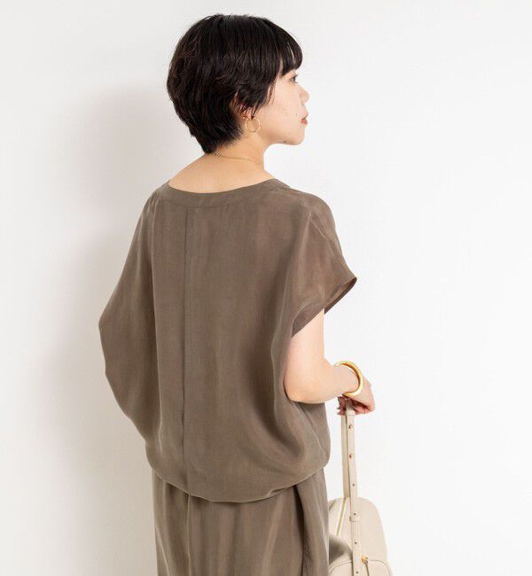 NOLLEY'S「《セットアップ対応》ウォッシャブルシルキーキュプラフレンチブラウス」|シャツ・ブラウス|