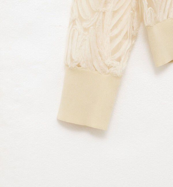 Rie Miller「【追加】《セットアップ対応》チュール刺繍Vネックカーディガン」|カーディガン|