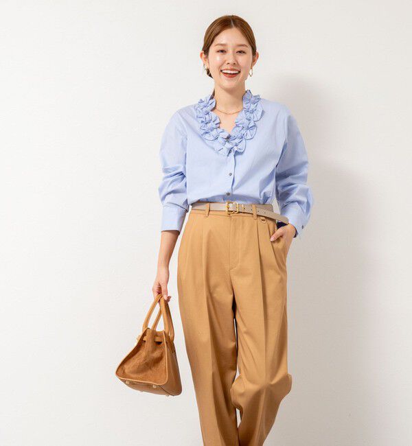 NOLLEY'S「Vネックタックギャザーパーツブラウス」|シャツ・ブラウス|