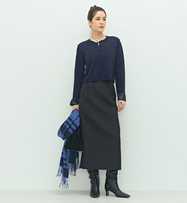 NOLLEY'S「《手洗い可能》くるみ釦シアークルーネックカーディガン」|カーディガン|