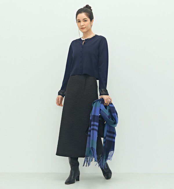 NOLLEY'S「《手洗い可能》くるみ釦シアークルーネックカーディガン」|カーディガン|