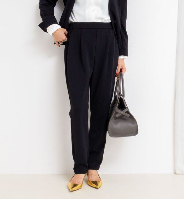 NOLLEY'S sophi「《セットアップ対応》ウォッシャブルカットジョーゼットテーパードパンツ」|その他|ブラック