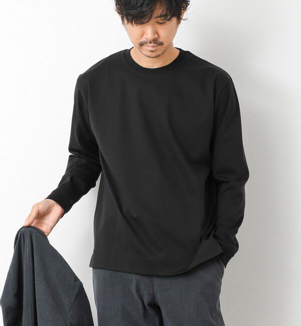 NOLLEY'S goodman「《ビジカジ対応》超長綿ハイゲージシルケット ポンチドレスCN ロンT 25AW」|Tシャツ・カットソー|ブラック