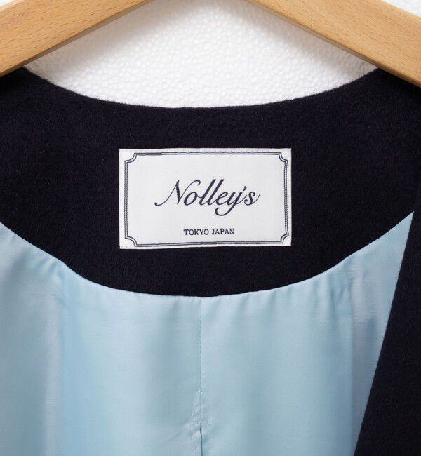 NOLLEY'S「ブローチ付きAラインノーカラーコート」|ノーカラーコート|