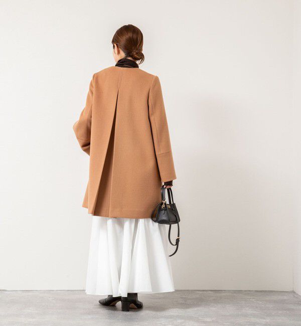 NOLLEY'S「ブローチ付きAラインノーカラーコート」|ノーカラーコート|