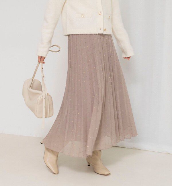 NOLLEY'S「ウォッシャブルラメカットドビープリーツスカート」|スカート|