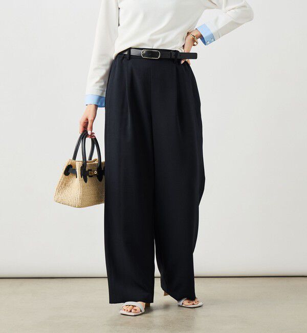 NOLLEY'S sophi「《セットアップ対応》ウォッシャブルストレッチツイルイージーワイドパンツ」|その他|ネイビー