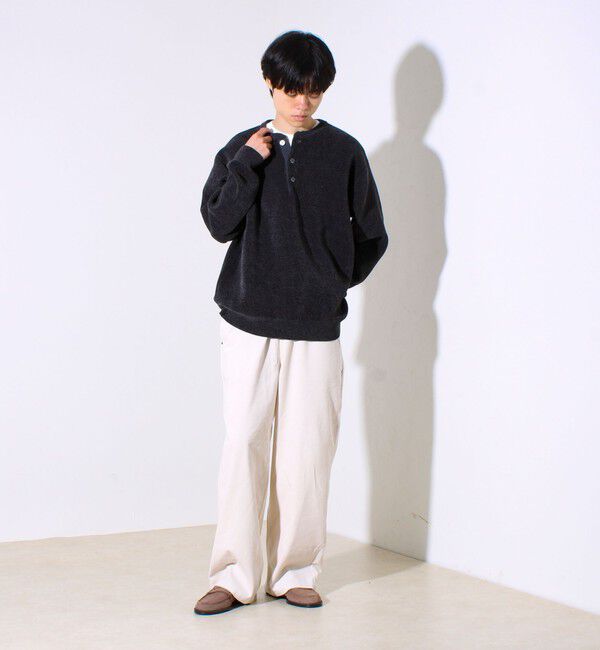 GLOSTER「【昨年人気アイテム再登場！チクチクしないニット】モールバックボーダー ヘンリーネックニット」|ニット・セーター|