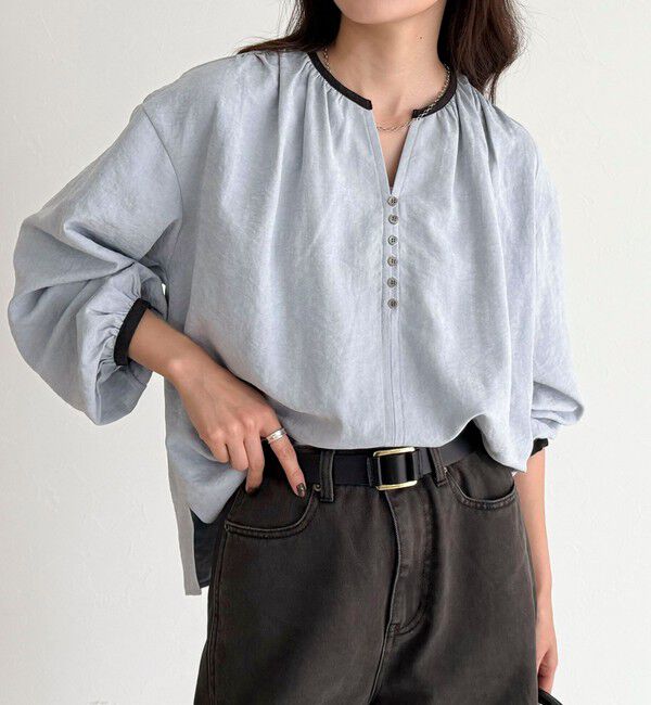 fredy emue「起毛パイピングギャザーブラウス」|シャツ・ブラウス|