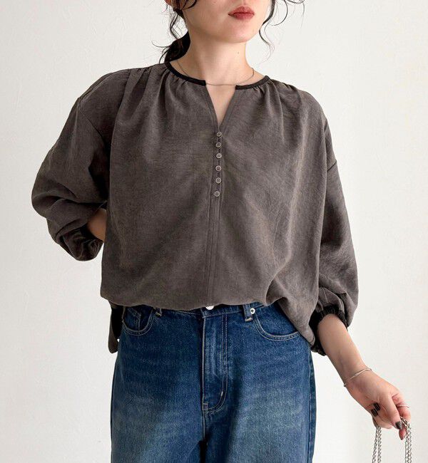 fredy emue「起毛パイピングギャザーブラウス」|シャツ・ブラウス|