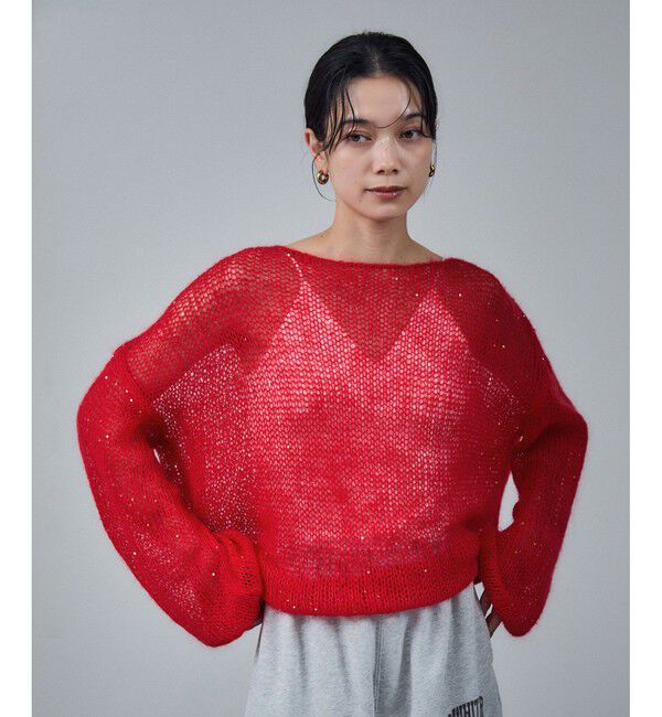 SALON adam et rope'「シアーモヘアスパンコールプルオーバー 2」|ニット・セーター|