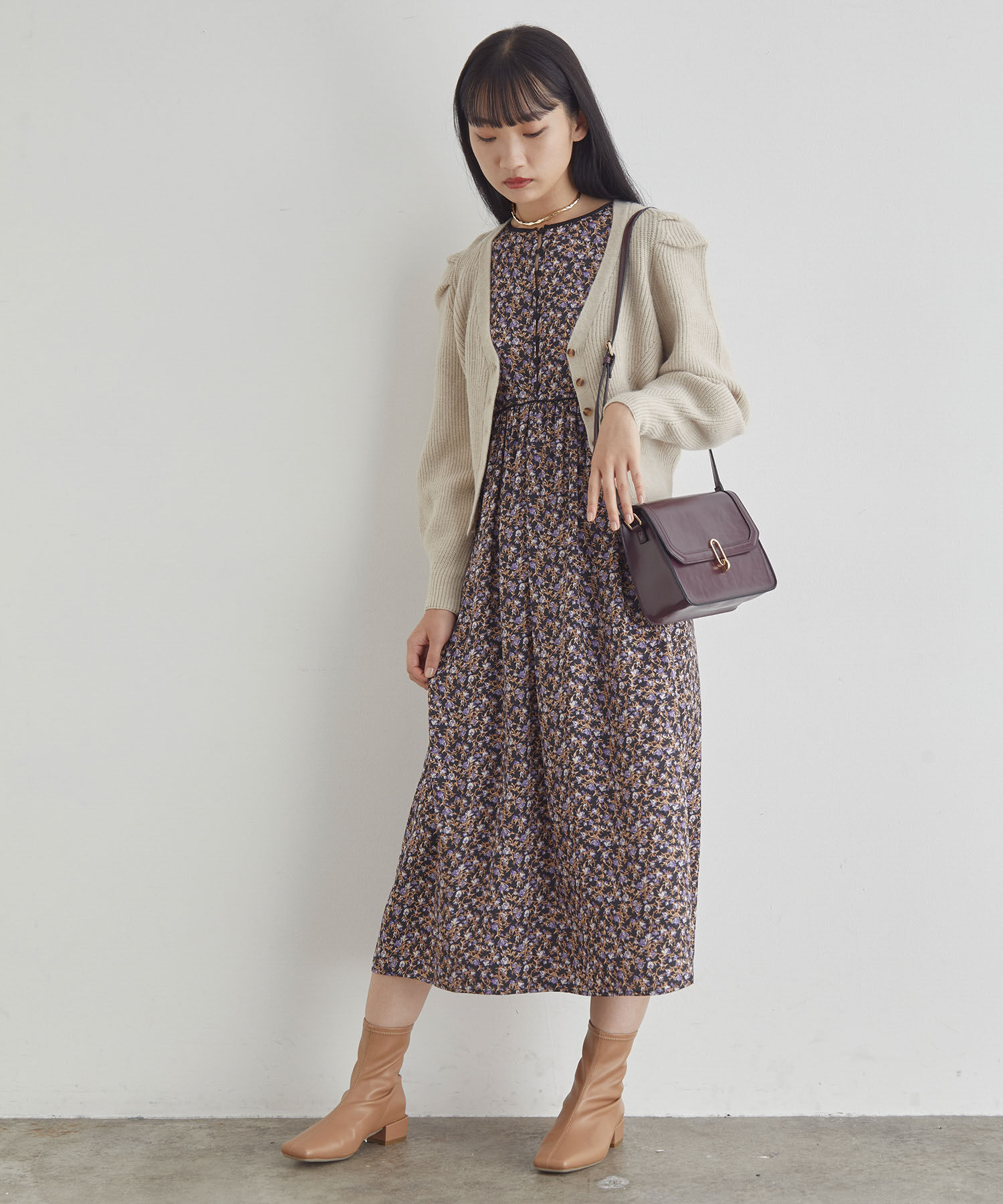 VIS「パワショルボリュームスリーブ片畦Vネックカーディガン」|カーディガン|