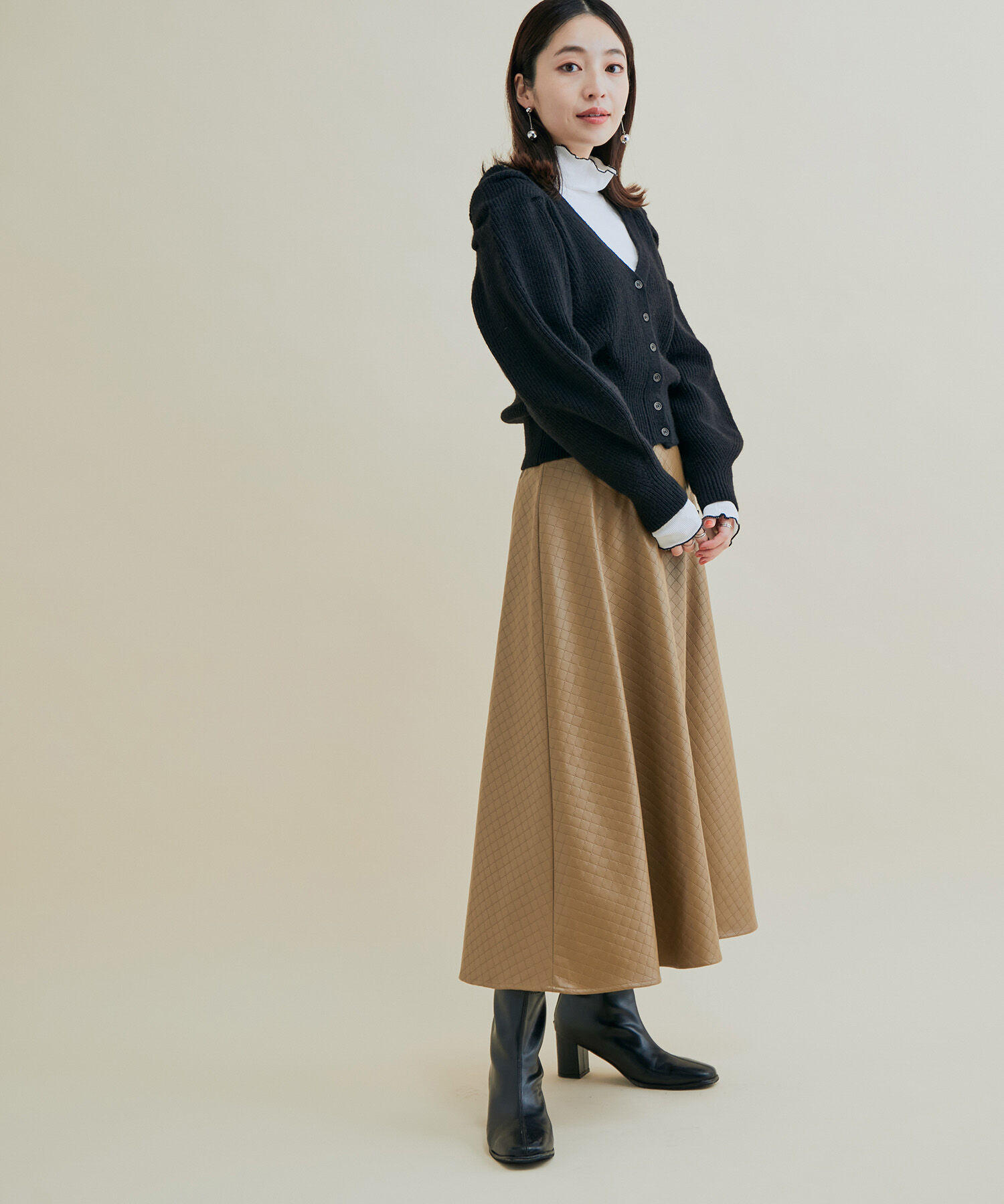 VIS「パワショルボリュームスリーブ片畦Vネックカーディガン」|カーディガン|