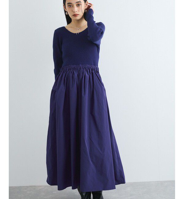 VIS「【前後2WAY】ニットドッキングワンピース【洗える】」|ワンピース|